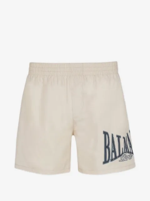Balmain shorts de playa con logo estampado