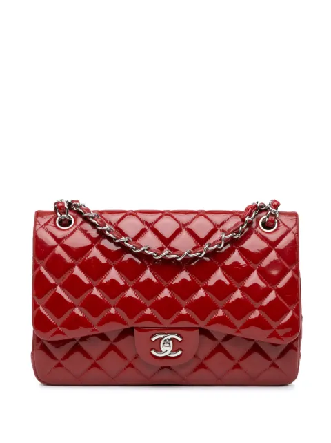 CHANEL Pre-Owned 2010-2011 점보 클래식 페이턴트 더블 플랩 숄더 백