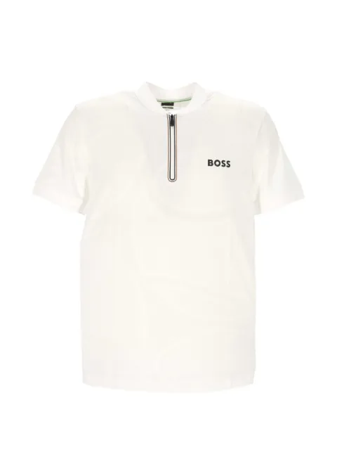 BOSS perforated quarter-zip polo shirt