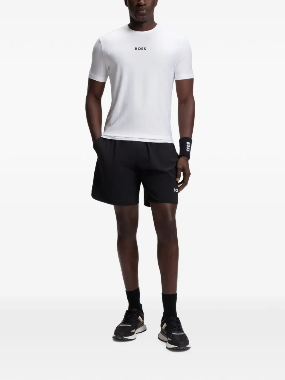 BOSS T-shirt met logoprint Wit
