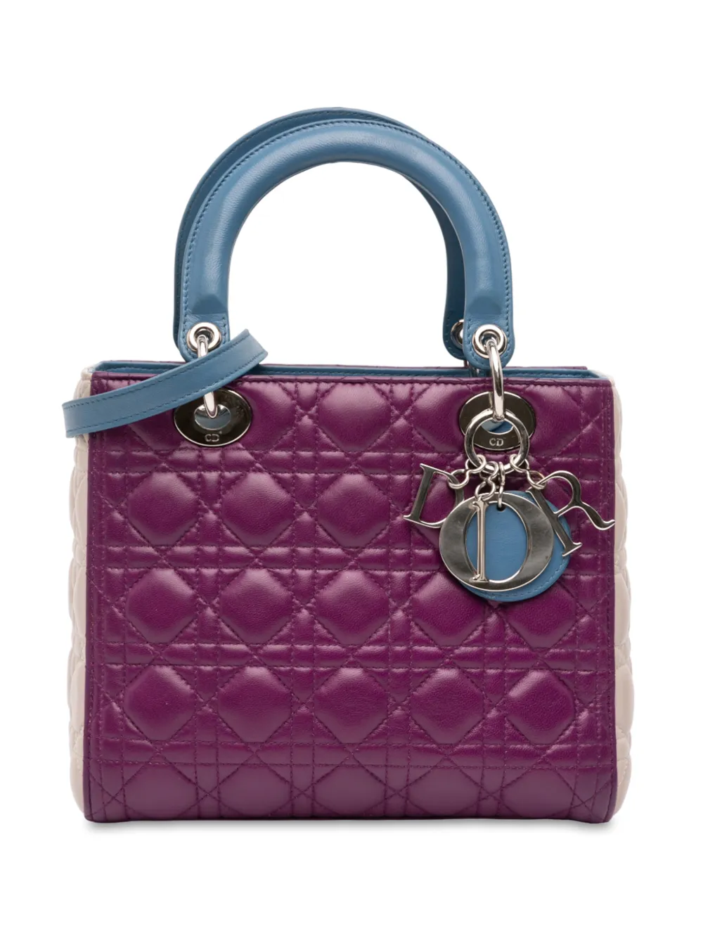 Christian Dior Pre-Owned 2014 Medium Tricolor Lambskin Cannage Lady Dior satchel - Viola