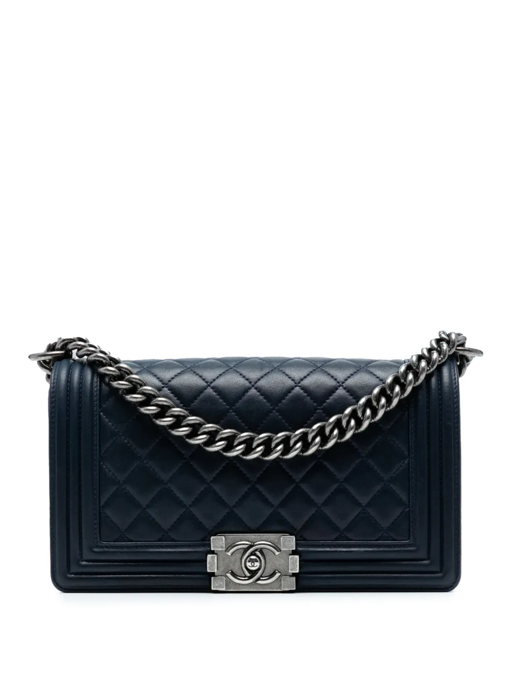 CHANEL Pre-Owned 2012 Old Medium Quilted Lambskin Boy Flap crossbody bag - Blu