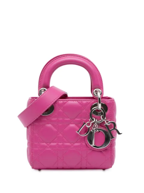 Christian Dior Pre-Owned bolsa satchel Mini Lambskin Cannage Lady Dior 2015