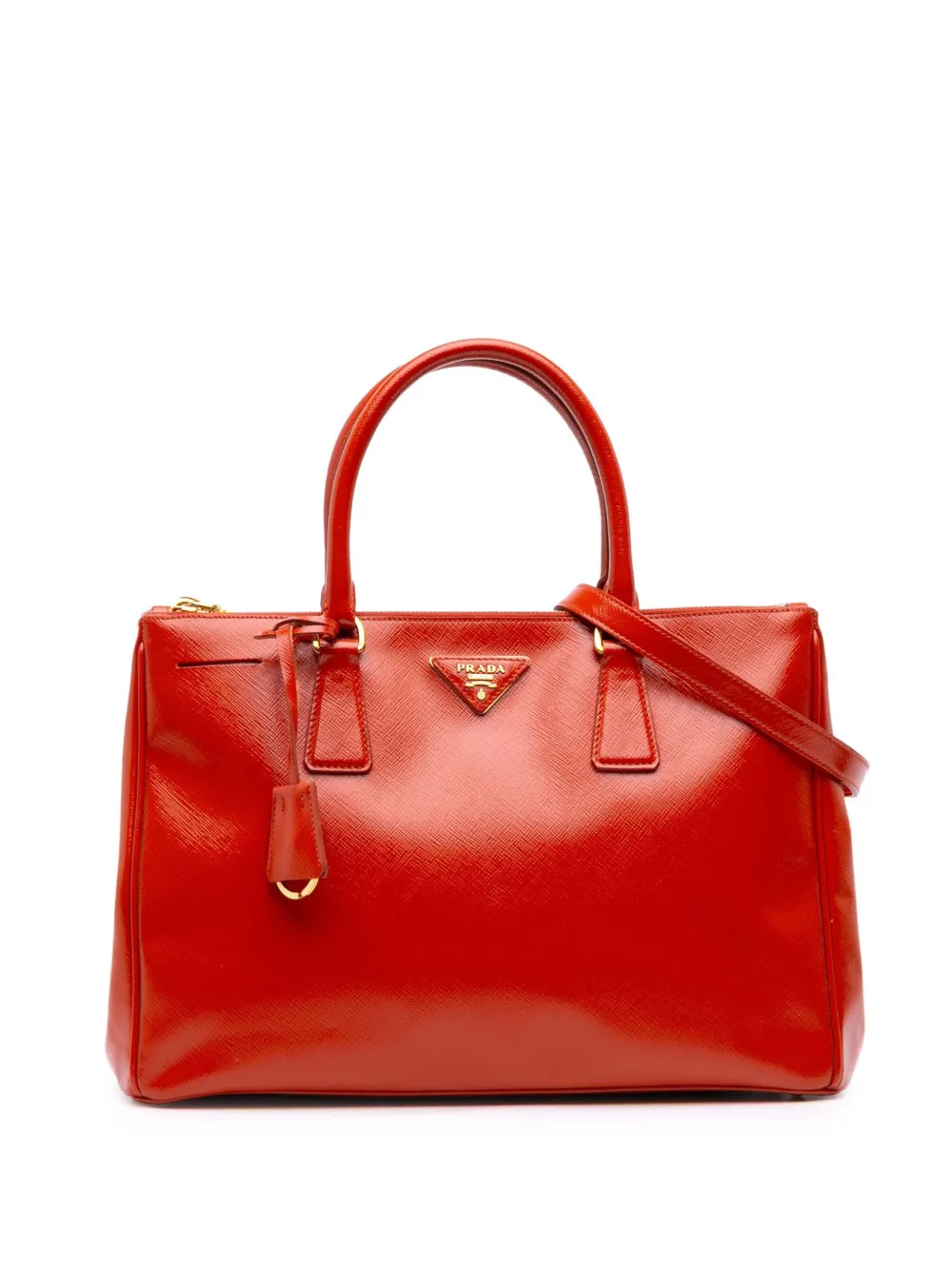 Prada Pre-Owned 2000-2015 Medium Saffiano Vernice Galleria Double Zip satchel - Rosso