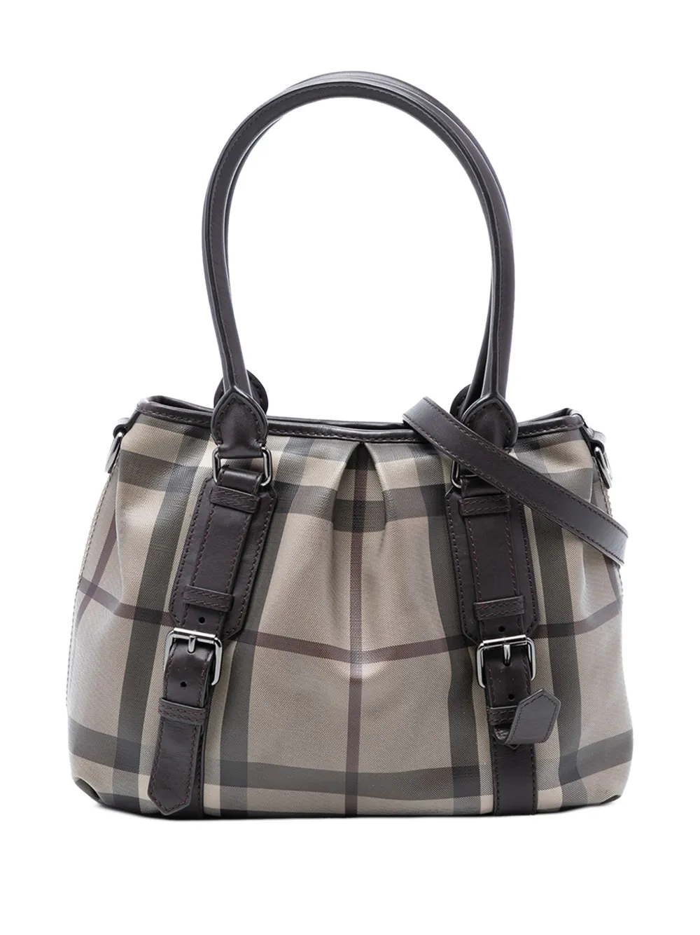 Burberry Pre-Owned 2000-2017 Small Smoke Check Coated Canvas Northfield satchel - Braun