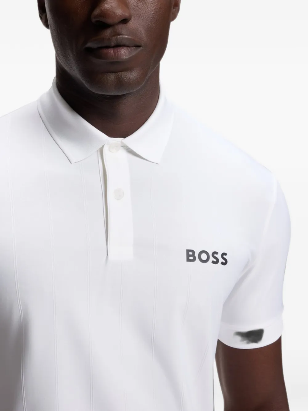 BOSS Active gestreept jersey slim-fit poloshirt met stretch Wit