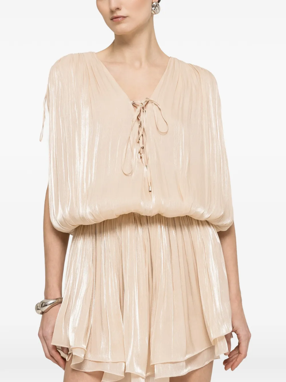 NISSA pleated mini dress - Neutrals