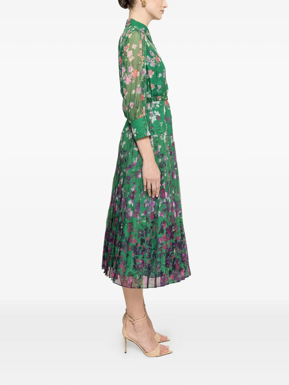NISSA Midi-jurk met plooien en print Groen