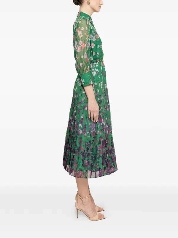 printed pleated midi dress Reiss Annika
