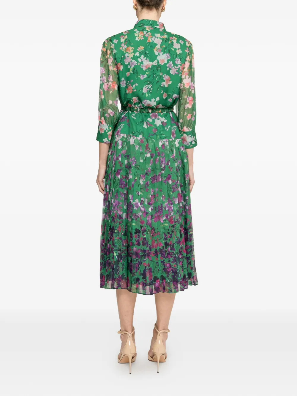 NISSA Midi-jurk met plooien en print Groen