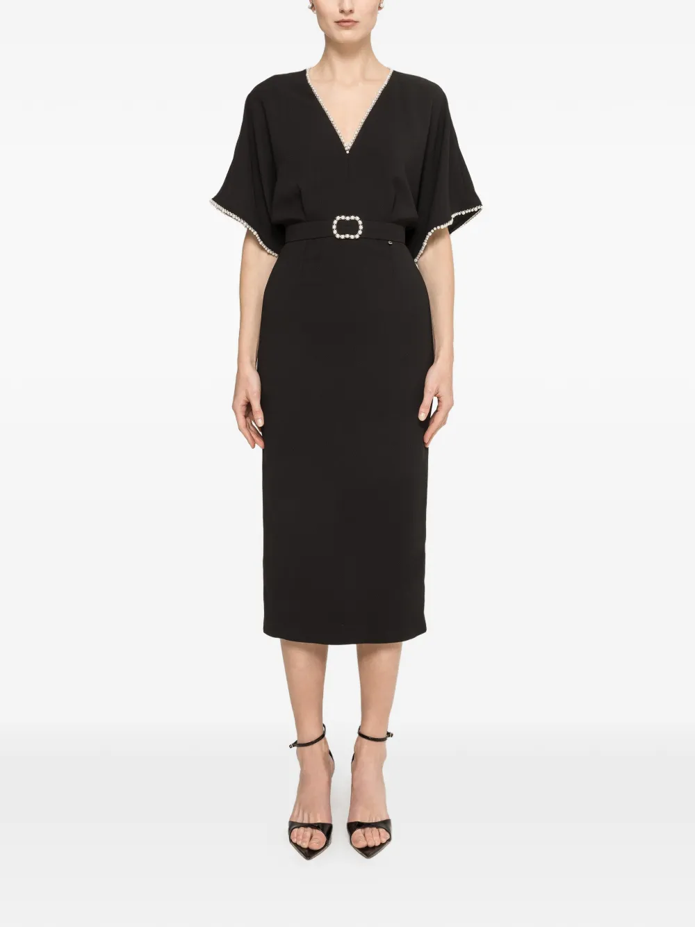 NISSA V-neck midi dress - Black