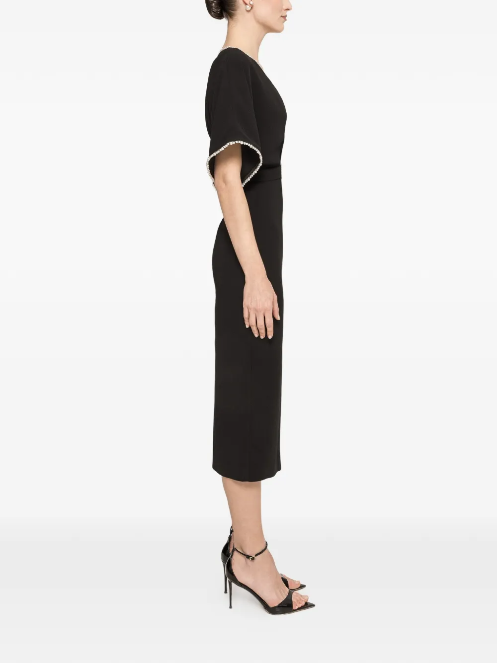 NISSA Midi-jurk met V-hals Zwart