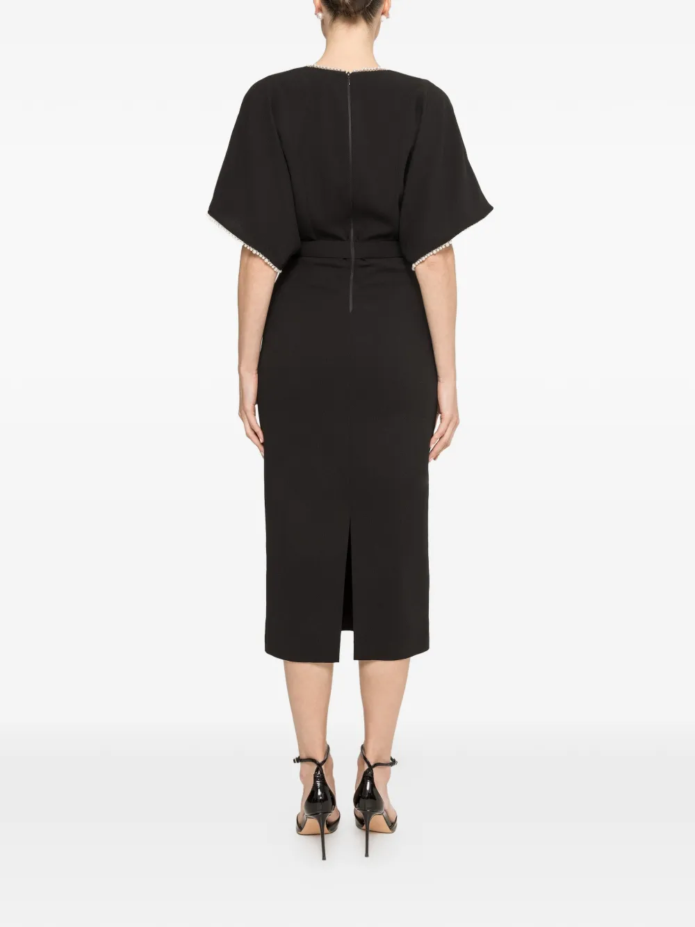 NISSA Midi-jurk met V-hals Zwart