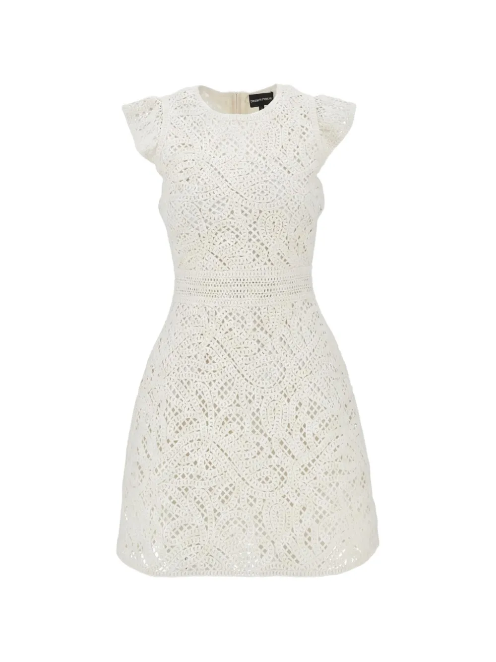 Emporio Armani crochet-knit cap-sleeve mini dress - Weiß
