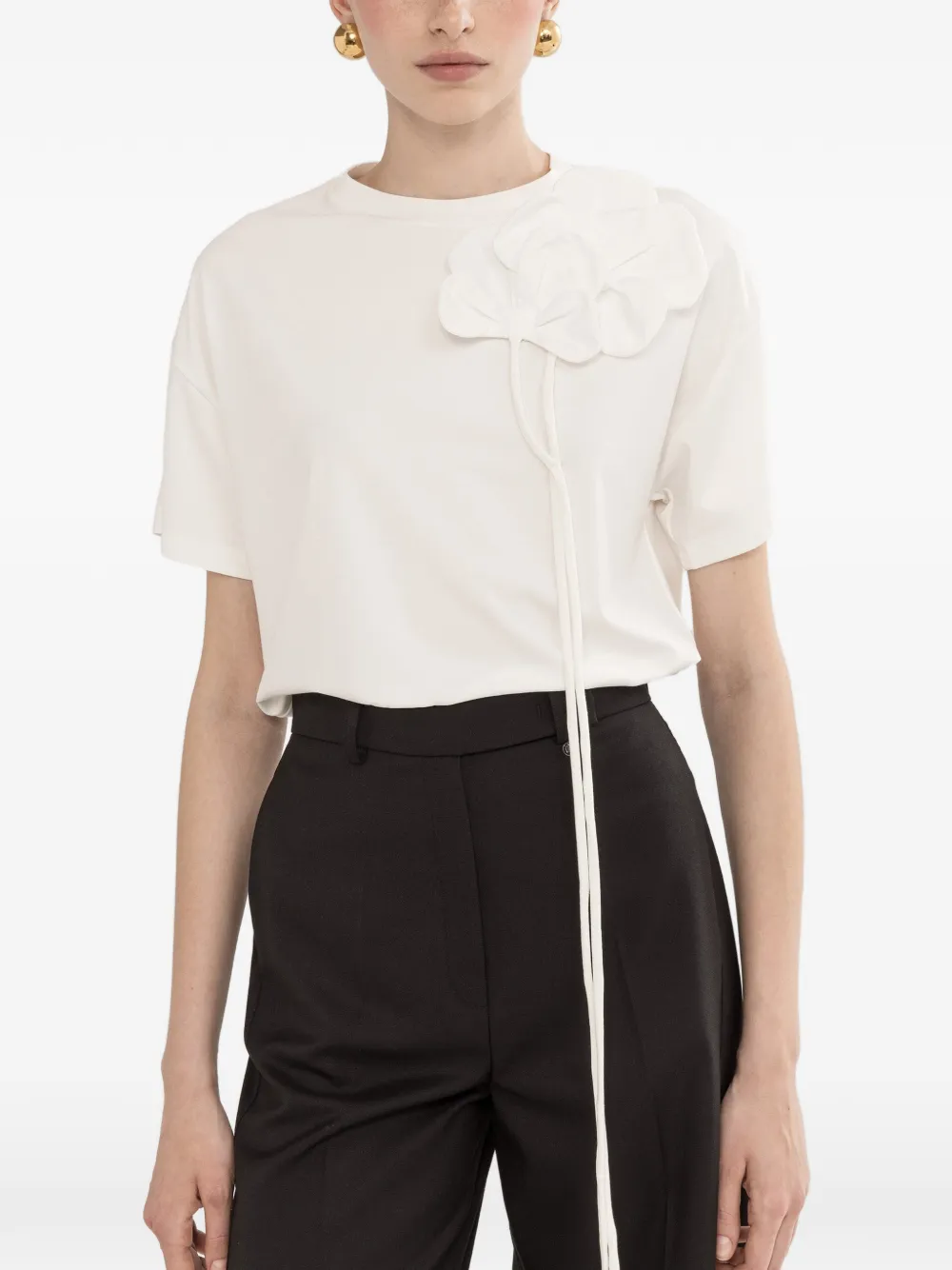 NISSA floral-appliqué T-shirt - Nero