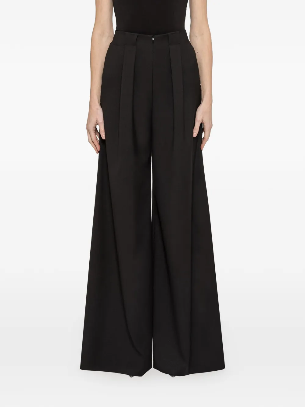 NISSA pleated wide-leg trousers - Nero