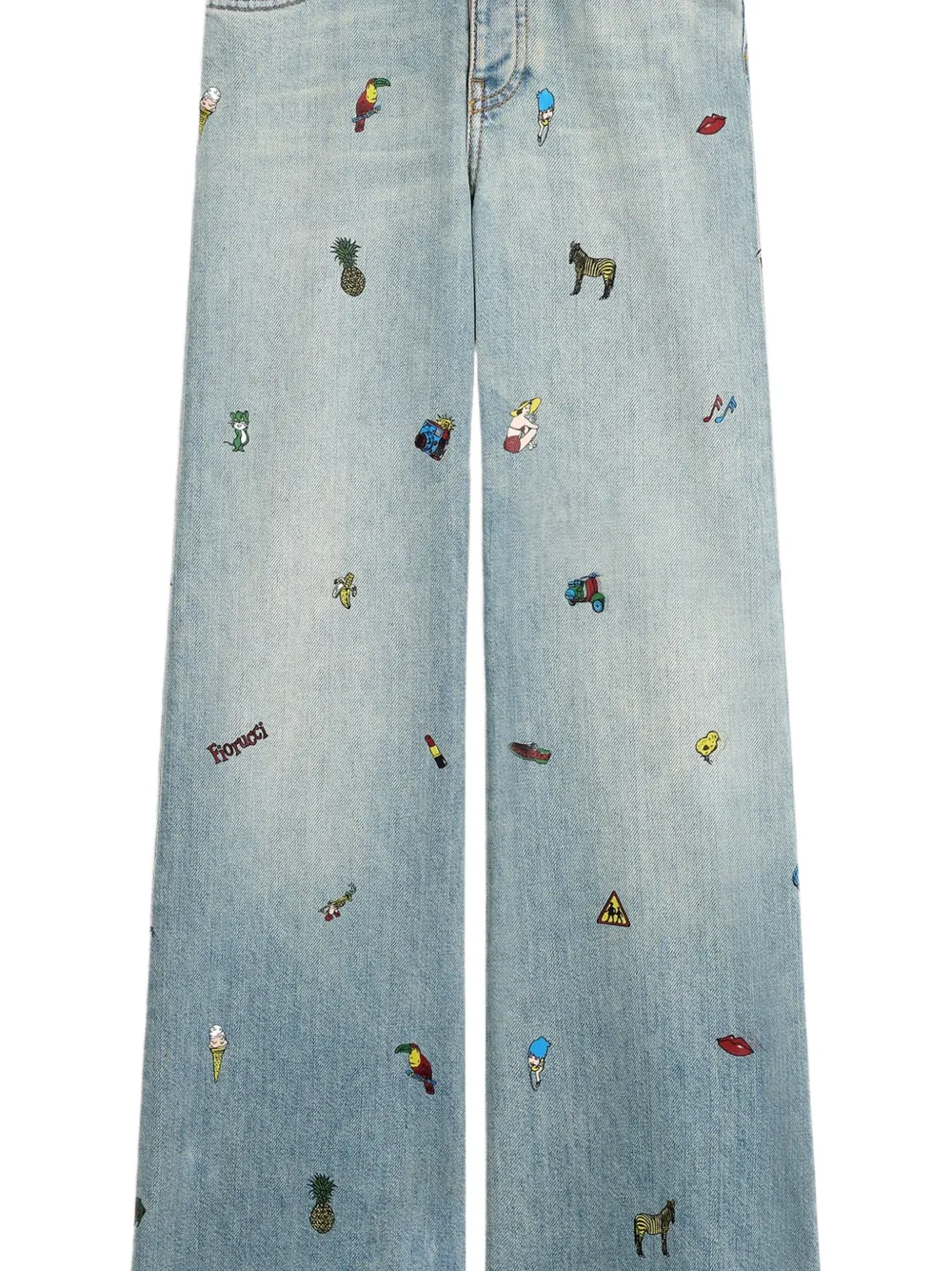  Fiorucci Jeans A Gamba Ampia Con Stampa - Blu 