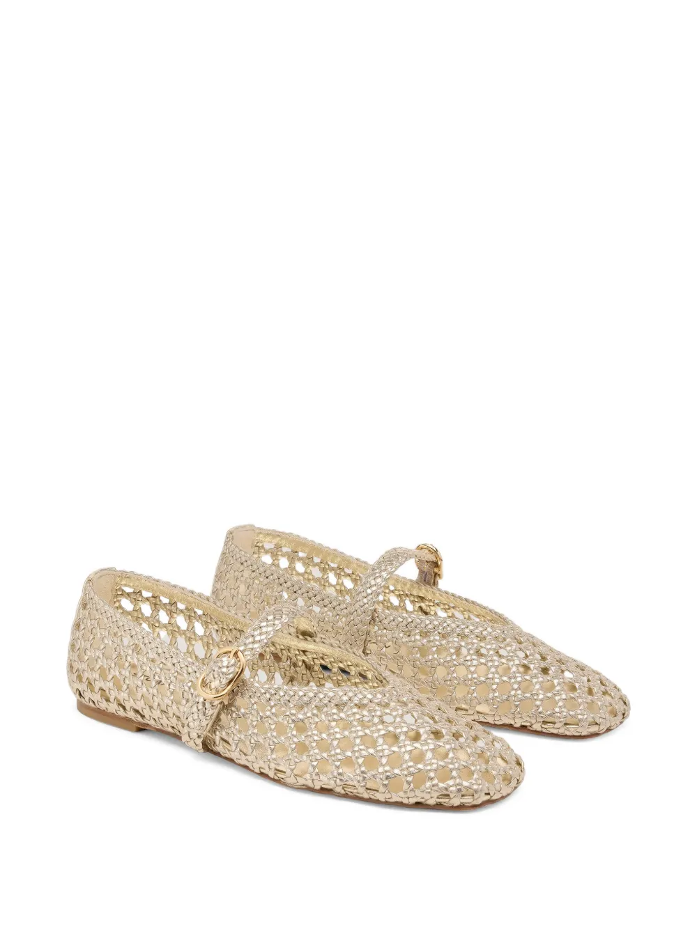 Stuart Weitzman woven buckle ballet flats Goud