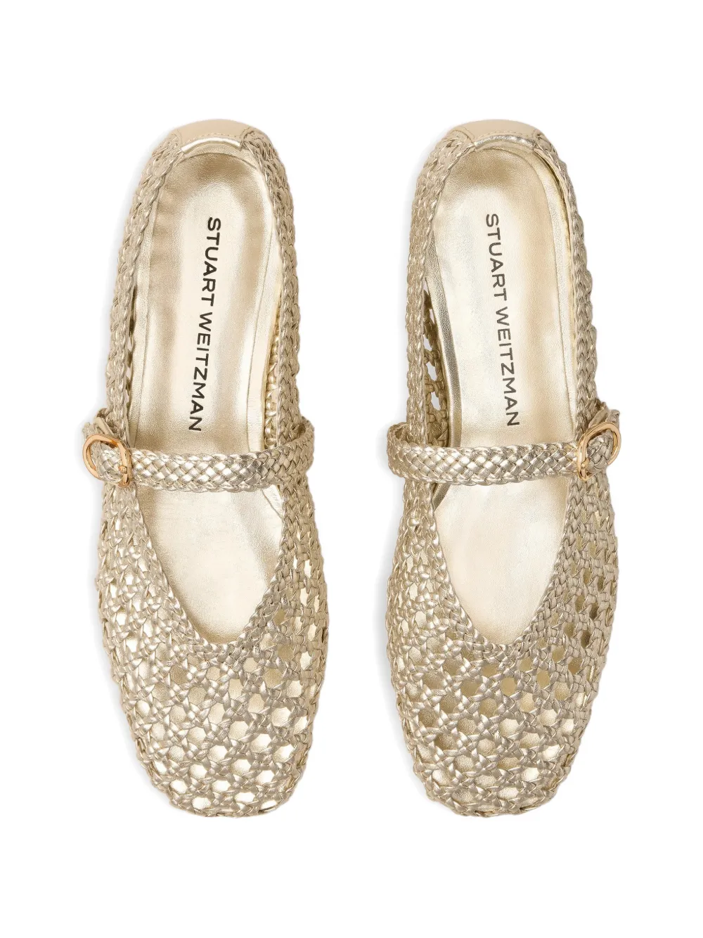 Stuart Weitzman woven buckle ballet flats Goud