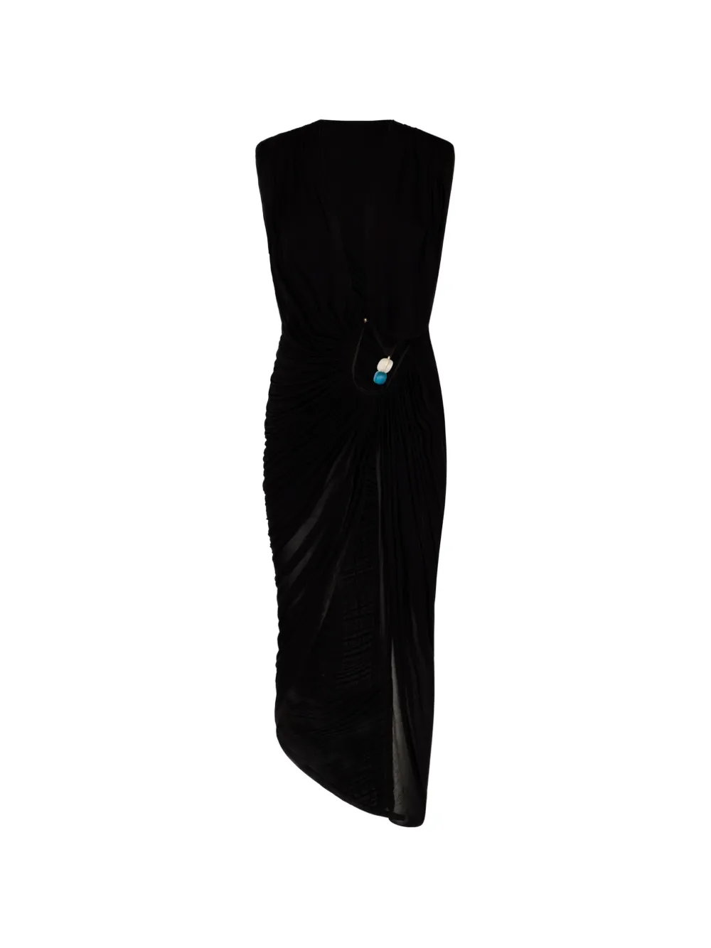 Christopher Esber Ruched Stone-embellished Dress In Black