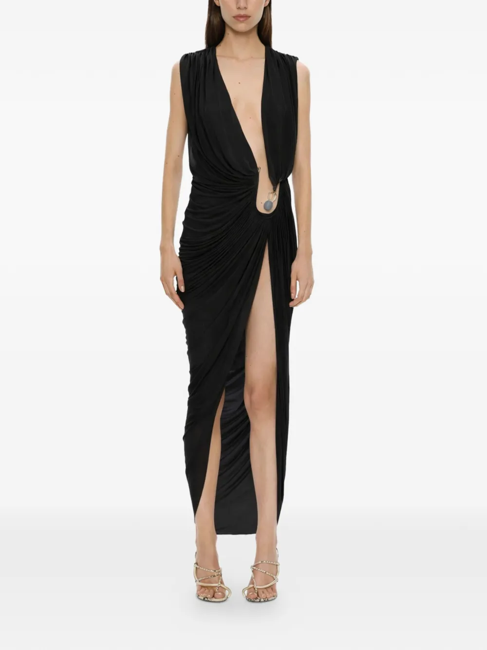 Christopher Esber ruched stone-embellished dress - Nero