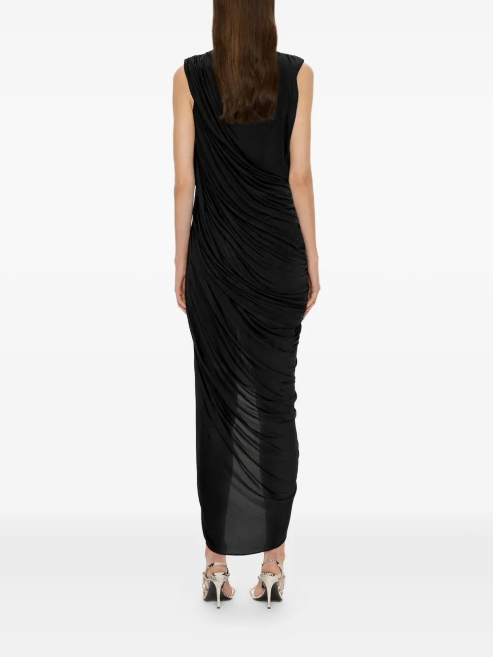 Christopher Esber stone-embellished asymmetric dress Zwart