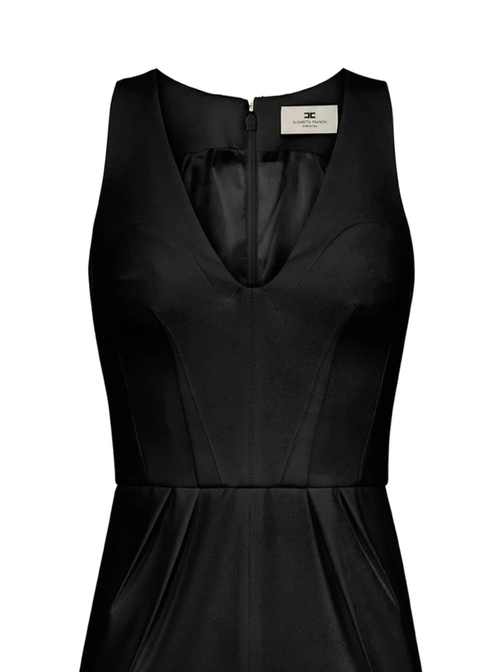 Elisabetta Franchi Geplooide midi-jurk met V-hals Zwart