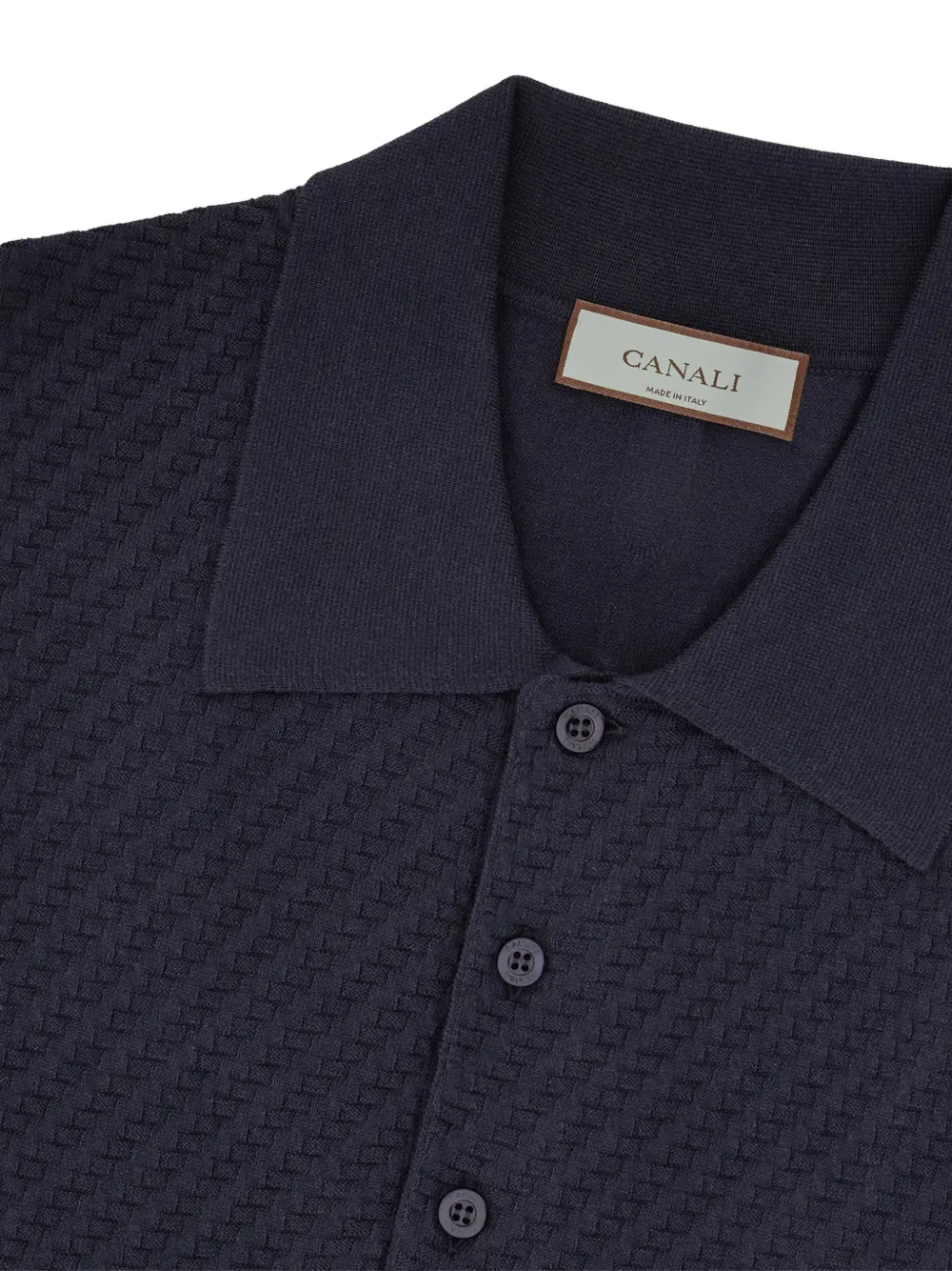 Canali 纹理纽扣polo衫