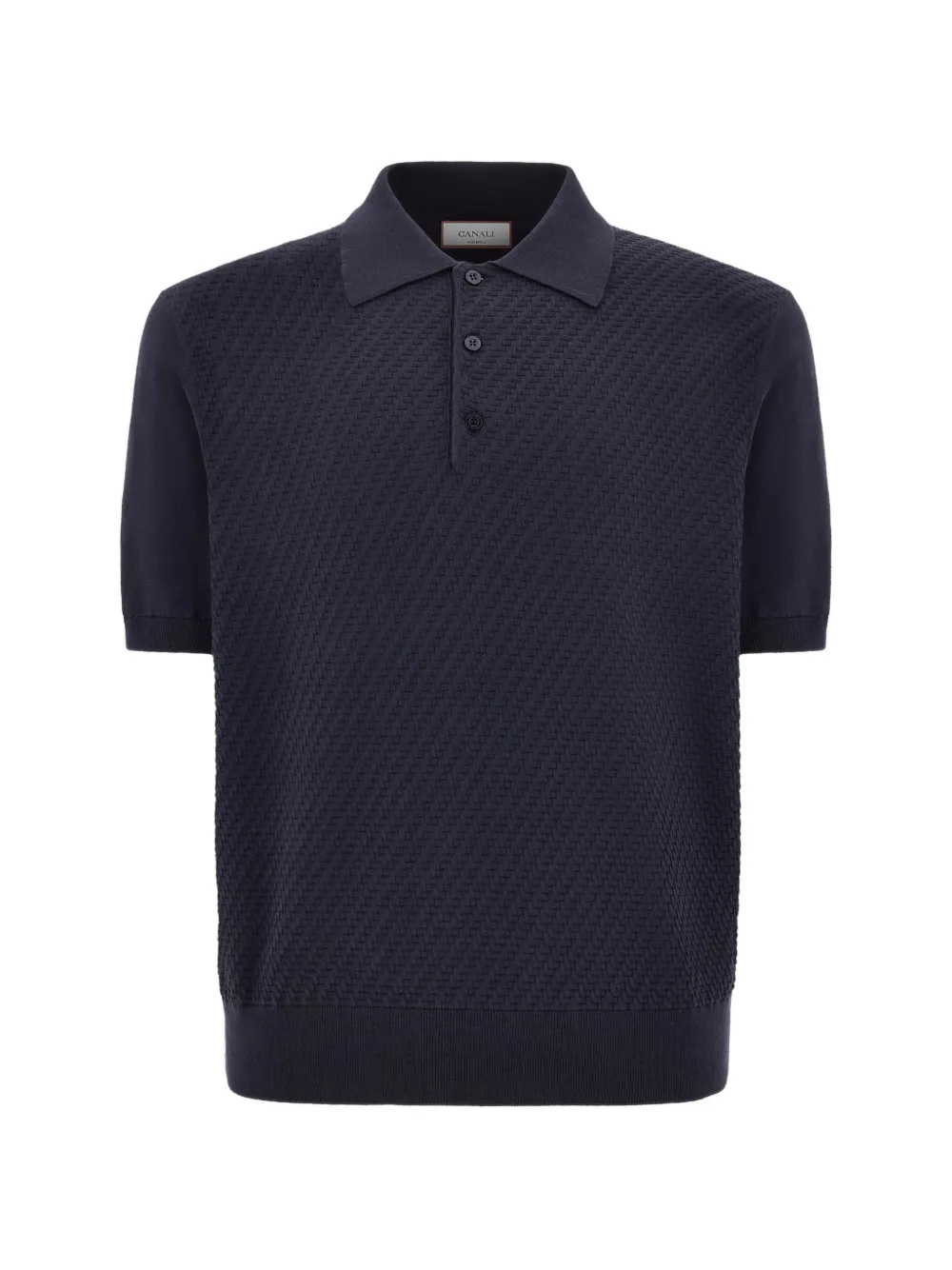 Canali 纹理纽扣polo衫 | 蓝色