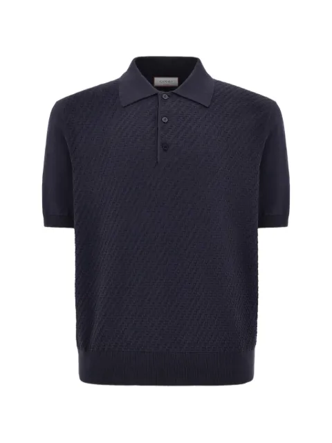 Canali textured button polo shirt