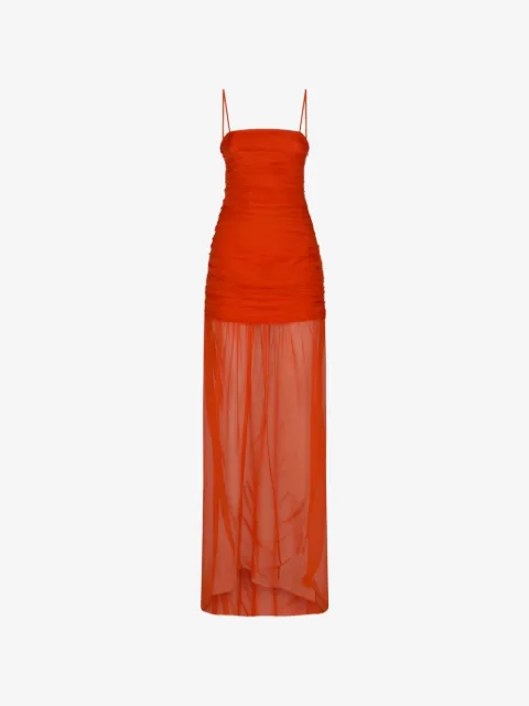 Raquel Diniz ruched sheer-panel dress