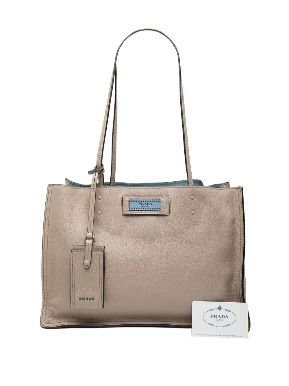 Prada Pre-Owned 2017-2026 Glace Calf Etiquette Tote Bag | Grey