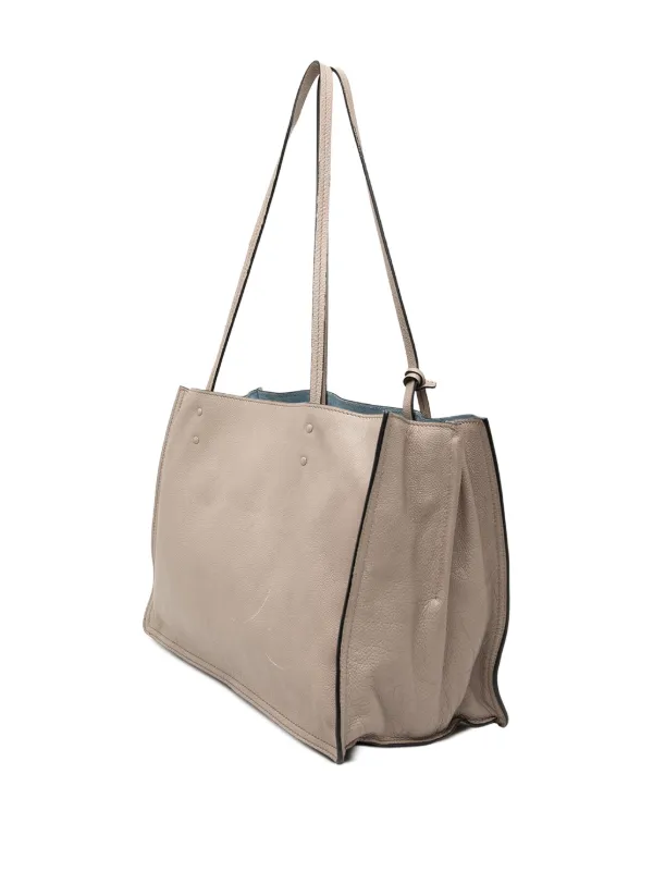 Prada Pre-Owned 2017-2026 Glace Calf Etiquette Tote Bag | Grey