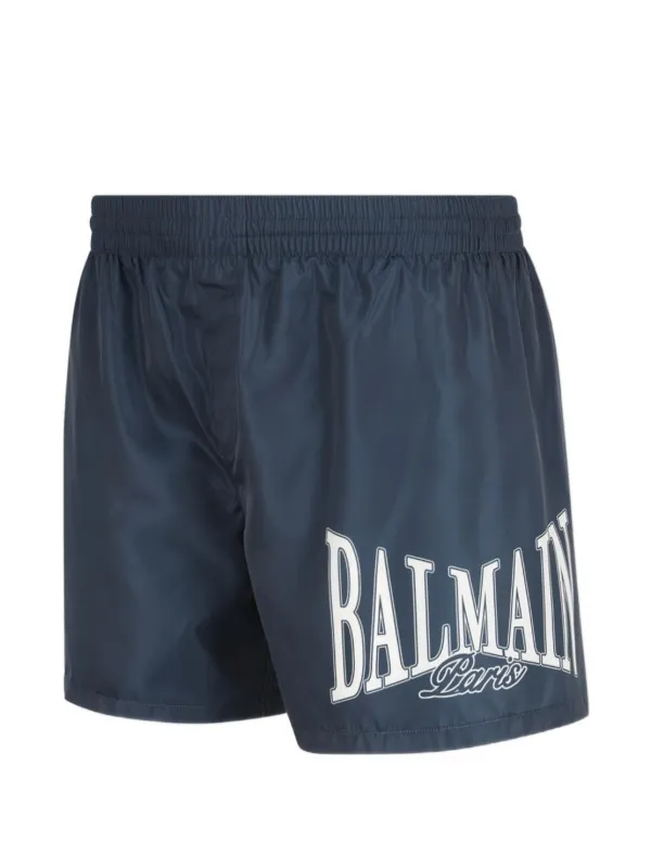 BALMAIN メンズ SWIMWEAR Balmain Bermuda De Praia Com Estampa De Logo | Azul | FARFETCH BR
