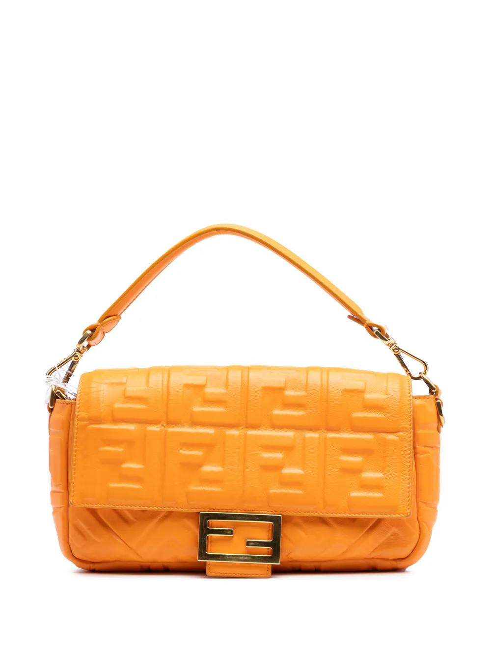 Fendi Pre-Owned 2010-2025 Zucca Embossed Leather Baguette satchel - Arancione