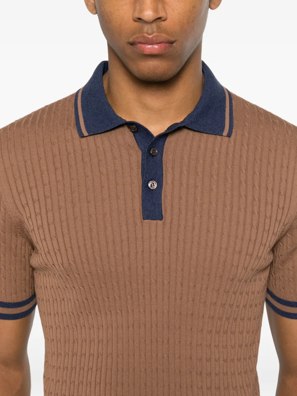Gran Sasso Kabelgebreid poloshirt Bruin