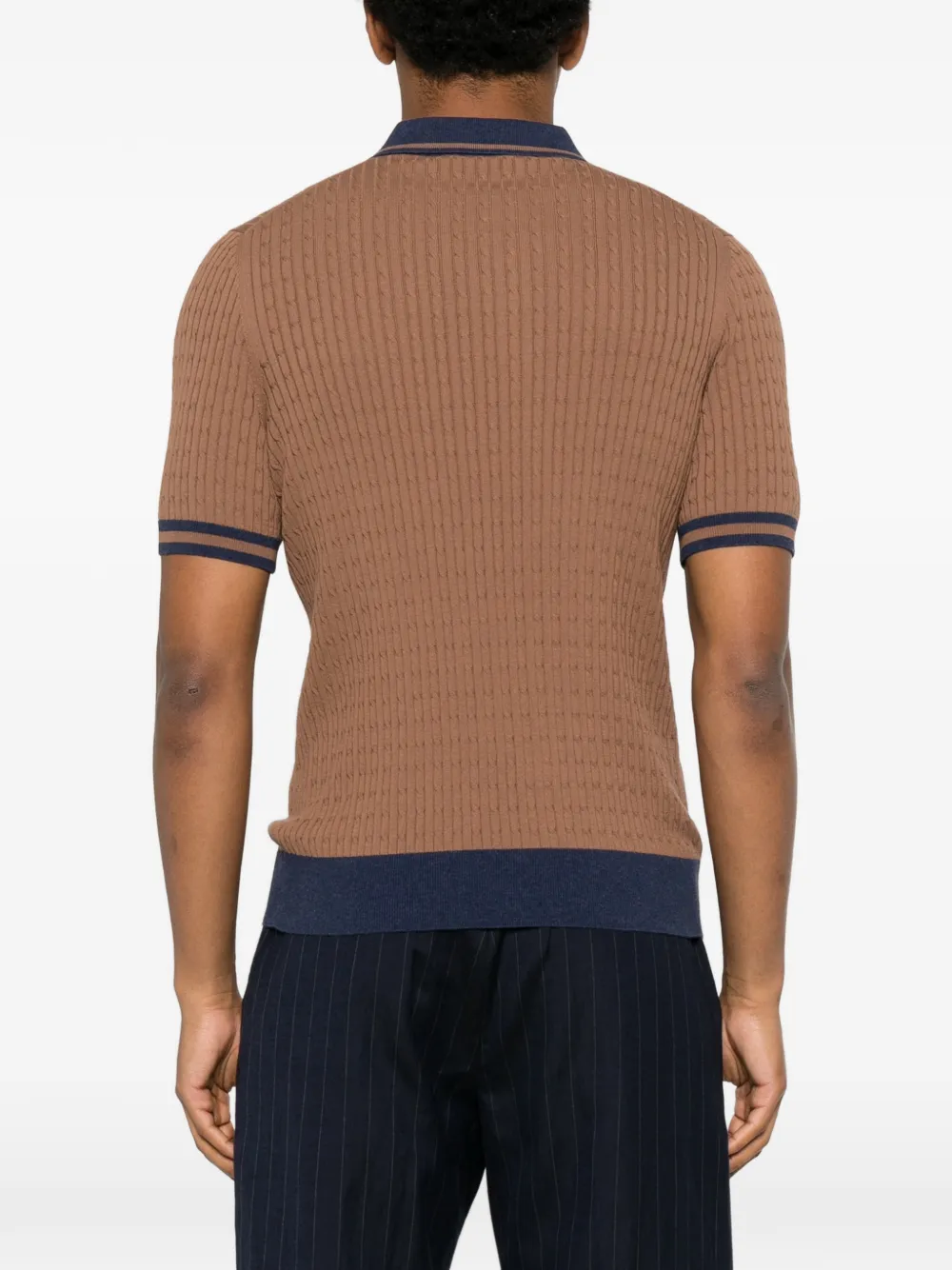 Gran Sasso Kabelgebreid poloshirt Bruin