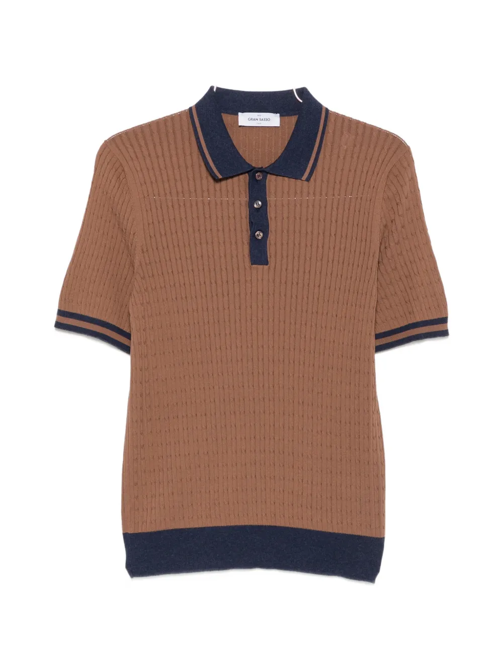 Gran Sasso cable-knit polo shirt - Marrone