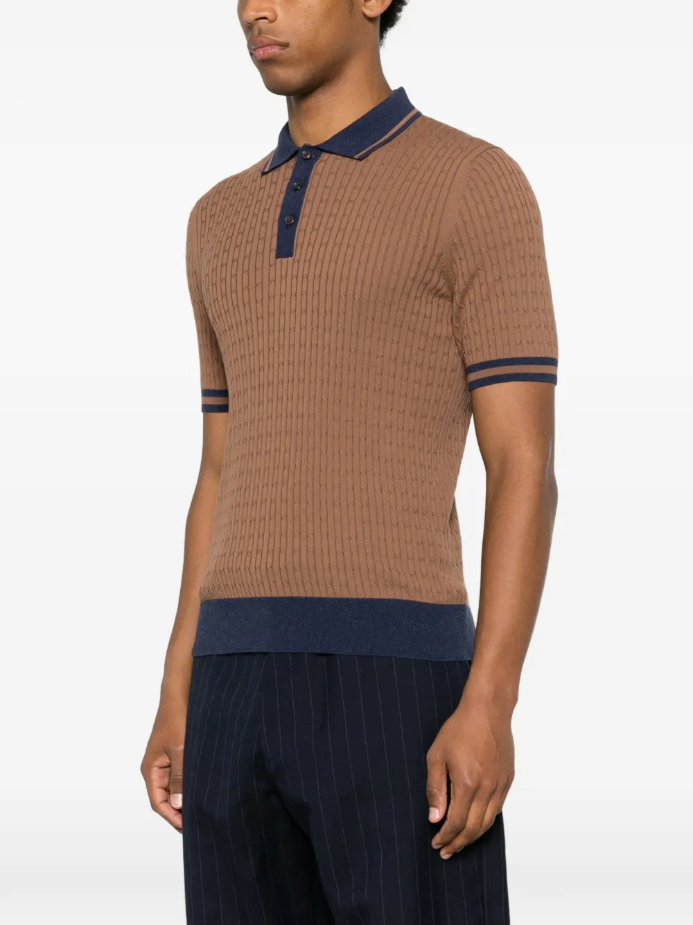 Gran Sasso Kabelgebreid poloshirt Bruin