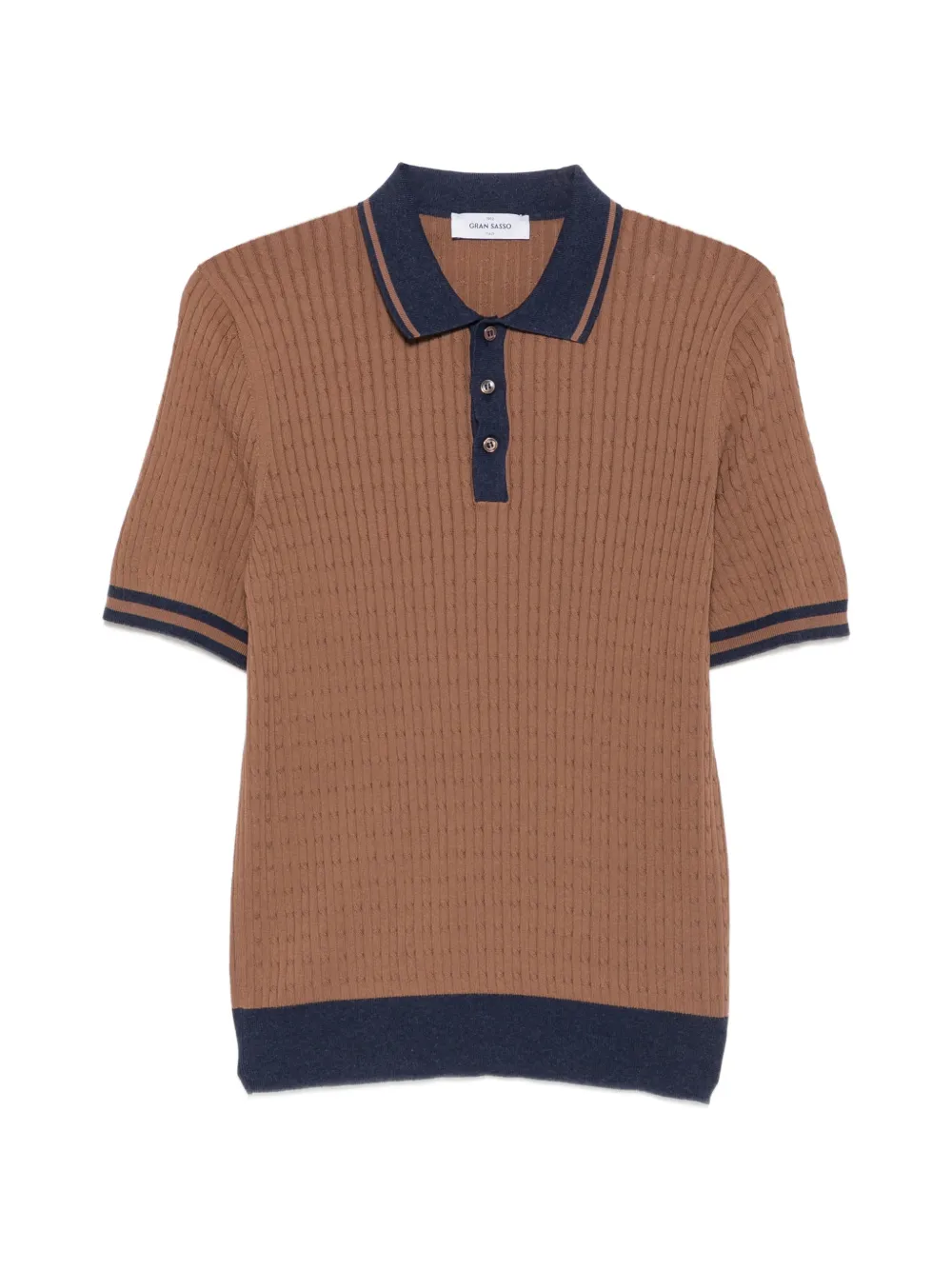 Gran Sasso cable-knit polo shirt - Marrone
