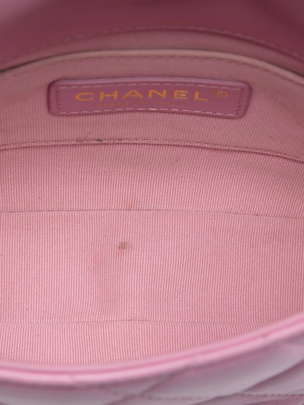 Chanel Pre-owned 2021-2025 Mini Quilted Lambskin Candy Chain Flap Crossbody Bag in Pink, view 5