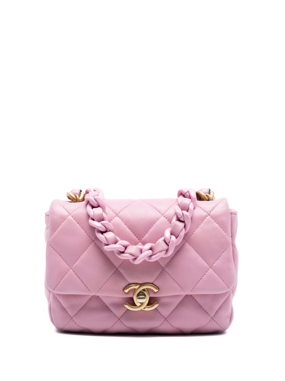 CHANEL Pre-Owned 2021-2025 Mini Quilted Lambskin Candy Chain Flap crossbody bag - Rosa