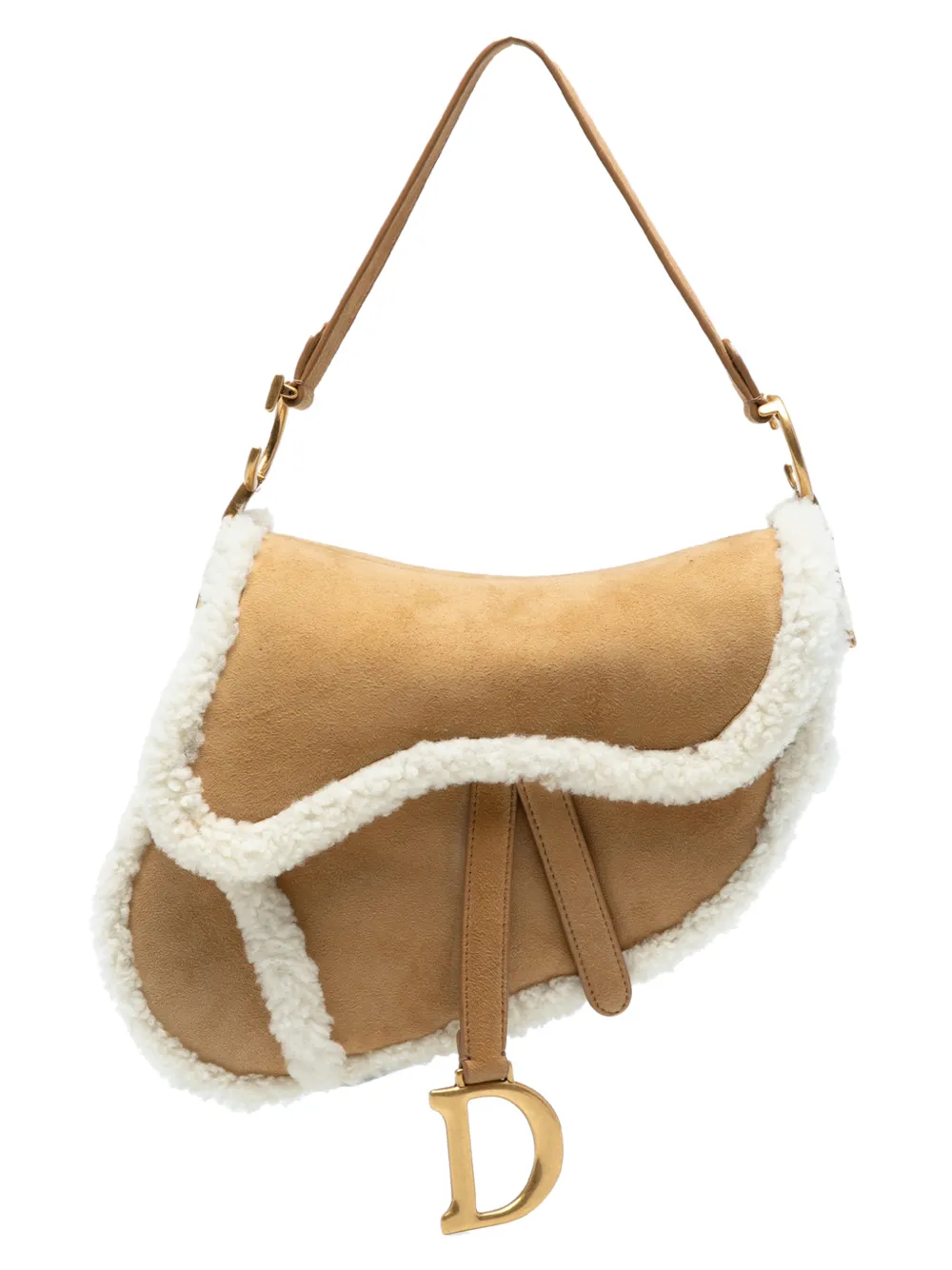 Christian Dior Pre-Owned 2020 Shearling Suede Saddle Bag shoulder bag - Marrone