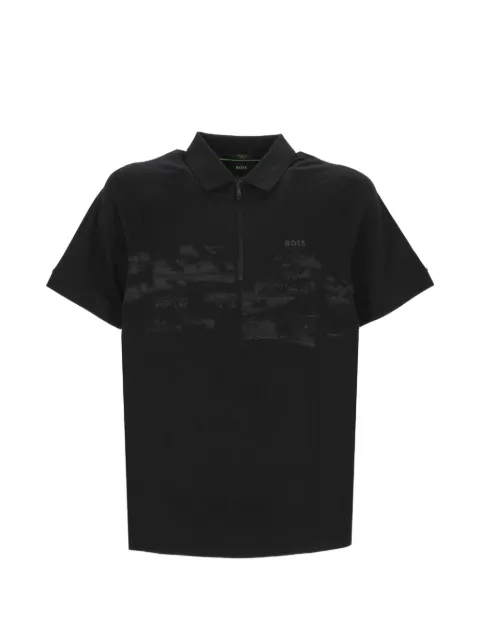 BOSS graphic-print quarter-zip polo shirt