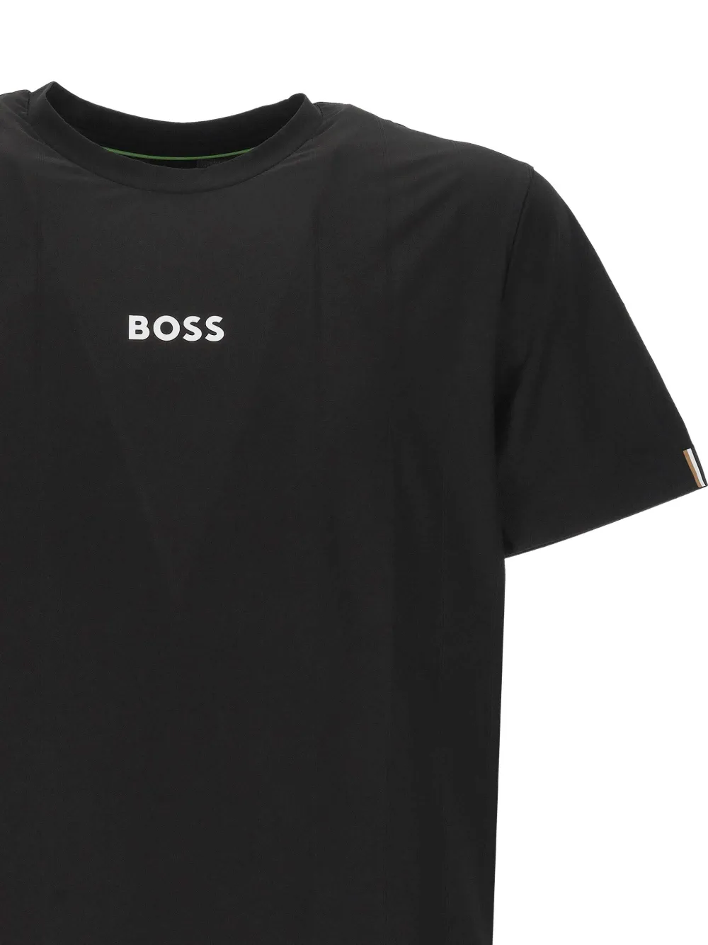 BOSS Active slim-fit T-shirt met jacquard streep en logoprint Zwart