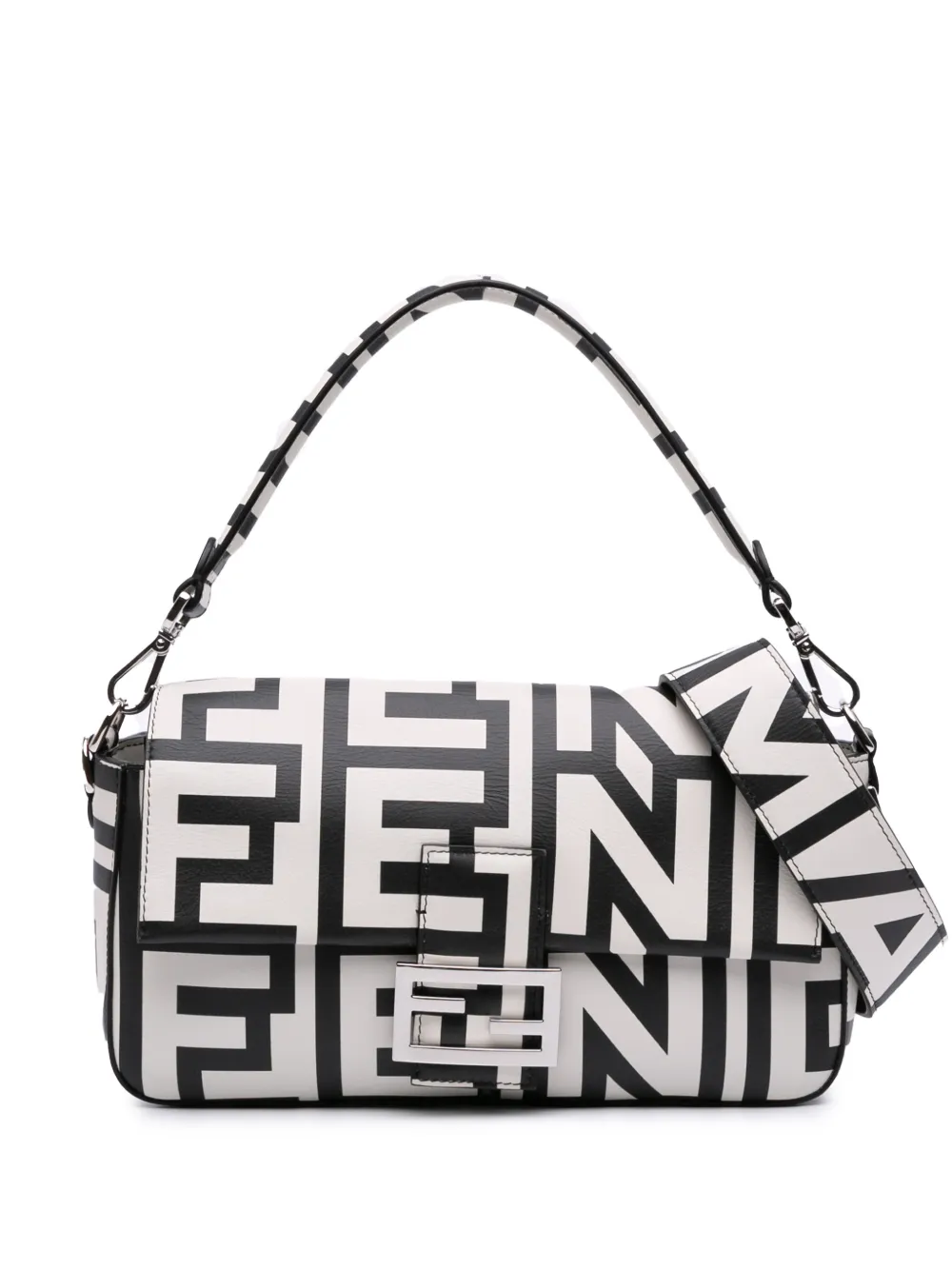 Fendi Pre-Owned 2010-2025 Marc Jacobs Nappa Vitello King Logo Print Baguette satchel - Bianco