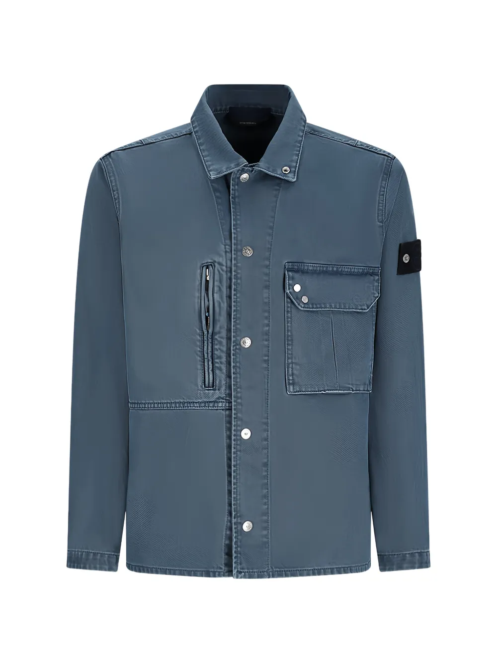 Stone Island logo-patch pocket shirt - Blu