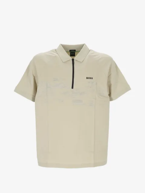 BOSS textured raglan-sleeve polo shirt