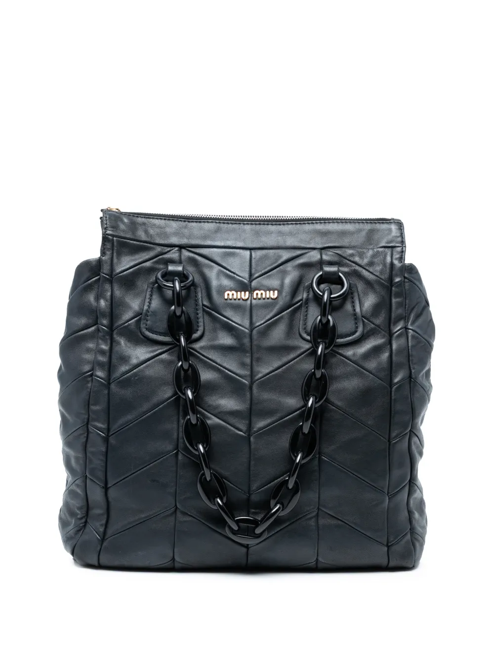 Miu Miu Pre-Owned 2010-2025 Quilted Nappa Plastic Chain tote bag - Nero