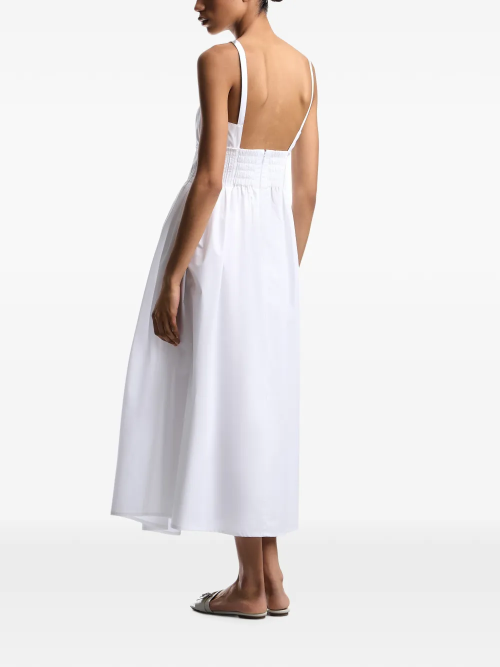 Emporio Armani Mouwloze jurk met gesmockte taille Wit